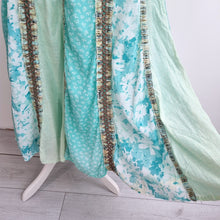 Load image into Gallery viewer, M&amp;S Per Una Skirt Patchwork Midi 16 Turquoise Gipsy A Line Lace Up Boho Western
