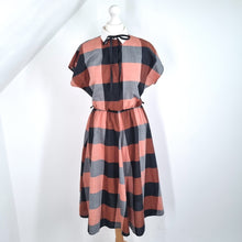 Load image into Gallery viewer, Vintage St Michael Dress 70s 80s Check Bow Collared A Line M&amp;S Shirt 8 10 12
