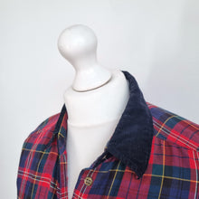 Load image into Gallery viewer, Vintage Jaeger Shirt Checked Plaid Red Cotton Wool Corduroy Collar Small 10 12

