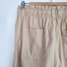 Load image into Gallery viewer, Zara Paperbag Trousers Beige High Waisted Large 100% Cotton Wide Leg Casual
