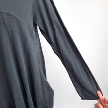 Load image into Gallery viewer, Diverse Italy Midi Dress Lagenlook One Size Balloon Black Pockets Jersey Cotton
