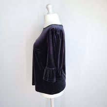 Load image into Gallery viewer, Boden Velvet Blouse Top Black 3/4 Sleeves Stretch T-shirt Party Plus Size 18
