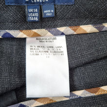 Load image into Gallery viewer, Aquascutum Trousers Wool Slim Fit Grey Checked Tweed Stretch Dress Pants Work 14
