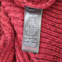 Load image into Gallery viewer, Next Chunky Knit Jumper XXL Men's Fisherman Wool Blend Burgundy Oversized Crew
