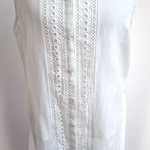 Load image into Gallery viewer, Mint Velvet Sleeveless Shirt 8 White Tunic Broderie Anglaise Silk Cotton Lined
