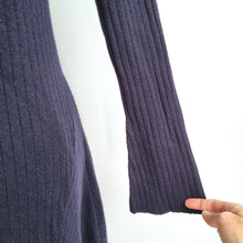Load image into Gallery viewer, Zara Midi Jumper Dress Medium Ribbed Knit Turtleneck Navy Asymmetric Stretch Max
