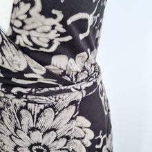 Load image into Gallery viewer, Lucky Brand Wrap Dress Jersey Large Floral Print Black Cotton Modal Casual Day
