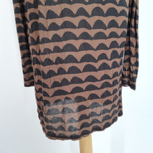 Load image into Gallery viewer, Marimekko T-shirt Dress Brown Medium Geometric Print Long Sleeves Modal Casual
