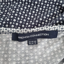 Load image into Gallery viewer, French Connection Wiggle Dress UK 16 Fitted Navy White Ditsy Print Short Sleeves
