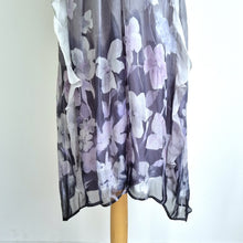 Load image into Gallery viewer, Mint Velvet 100% Silk Dress Floral Print UK 14 Grey Lilac Layered Occasion Party
