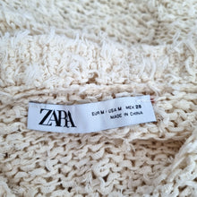 Load image into Gallery viewer, Zara Jumper Cream Textured Chunky Knit Slouchy Extra Long Sleeves Cotton Medium
