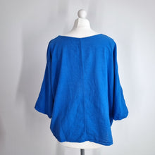 Load image into Gallery viewer, Made in Italy Linen Blend Top Blue Oversized Boxy Blouse One Size Cotton Colette
