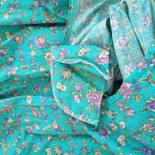 Load image into Gallery viewer, Vintage Nightingales Maxi Dress Turquoise Button Down Floral A Line Cottage 10
