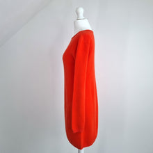 Load image into Gallery viewer, Jumper Dress Orange Tunic Knitted Mini Pockets Bright Shift Sweater Small Medium
