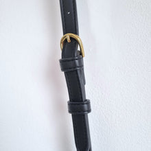 Load image into Gallery viewer, Harrods Black Crossbody Bag Gold Hardware Adjustable Strap Faux Leather Boxy
