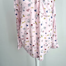 Load image into Gallery viewer, Medicine Blouse Skull Tattoo Print Small Shirt Pink Oversized Casual Rockabilly
