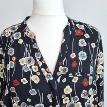 Load image into Gallery viewer, Marks &amp; Spencer Blouse Floral Print Plus Size 22 Black Long Sleeves Smock Top

