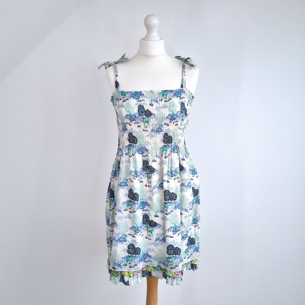 Paul & Joe Sister Dress Shirred Sundress Pastel Summer Casual Print Cotton 10