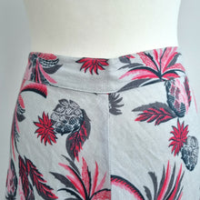 Load image into Gallery viewer, Brora Midi Skirt Pineapple 100% Linen A Line Flare Print Tropical Grey Summer 14
