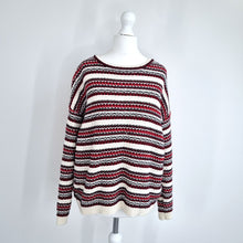 Load image into Gallery viewer, Hobbs Jumper 100% Cotton Striped Red Santana Fair Isle  Sweater Knit Small
