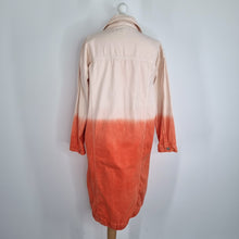 Load image into Gallery viewer, Jaded London Denim Coat Jacket Oversized Long Ombre Tie-Dye Orange Small Medium
