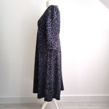Load image into Gallery viewer, Roman Midi Dress Leopard Print  UK 16 Purple Animal Skater Stretch Casual
