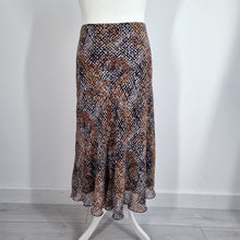 Load image into Gallery viewer, Marks &amp; Spencer Classic Skirt Midi UK 22 Fit &amp; Flare Lined Print Brown Blue Work
