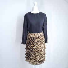 Load image into Gallery viewer, Moschino Cheap &amp; Chic Dress 100% Silk Leopard Print Ruffle Cocktail Shift UK 8
