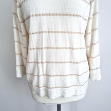 Load image into Gallery viewer, Oliver Bonas Jumper Cream Textured Knit UK 10 Striped Lightweight 3/4 Sleeves
