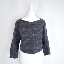 Load image into Gallery viewer, COS Cropped Top Tweed Dark Grey Blouse Long Sleeves Work Office Boxy Chic UK 6
