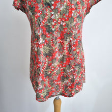 Load image into Gallery viewer, Nomads Floral Tunic Top UK 10 100% Cotton Red Green Boho Summer Blouse Indian
