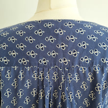 Load image into Gallery viewer, East Blouse Block Print Blue Floral Indian Boho Cotton Smock Tunic Artisan 16
