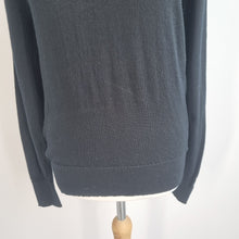 Load image into Gallery viewer, Marks &amp; Spencer Jumper 100% Fine Merino Wool V Neck Black Fitted Knit Large
