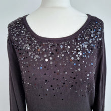 Load image into Gallery viewer, Monsoon Jumper Dress Sequins Black Large Long Sleeves A Line Knitted Party Knee
