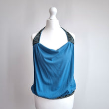 Load image into Gallery viewer, Vintage Topshop Y2K Top Halterneck Beaded Sequins Blue Jersey Backless Cowl 8
