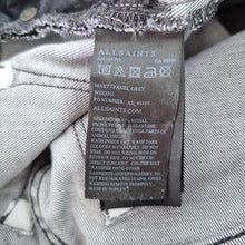 Load image into Gallery viewer, AllSaints Jeans Mast Fit W 28 Skinny Grey Panel Raw Hem Stretch Low Rise Grunge
