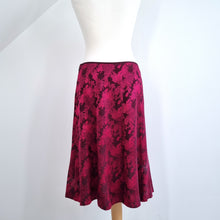 Load image into Gallery viewer, Vintage Monsoon Skirt Jacquard Satin Oriental Burgundy Pink A Line Knee 12 14
