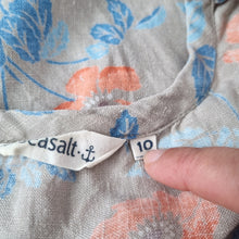 Load image into Gallery viewer, Seasalt Cornwall Scenic Dress 100% Linen Tunic Grey Pastel Short Floral Size 10
