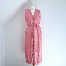 Load image into Gallery viewer, Boden Midi Shirt Dress 100% Linen Pink Belted Pockets Button Down Stained 14 R
