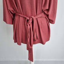 Load image into Gallery viewer, GAP Wrap Top Knit XL Dusty Pink Batwing Sleeves Tie Waist Oversized Jumper
