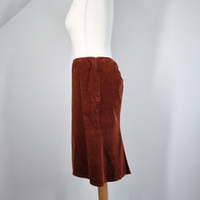 Load image into Gallery viewer, Joseph Corduroy Skirt Brown Knee Length Fit Flare Ruching Cotton Tan Medium
