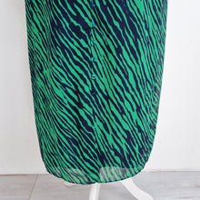 Load image into Gallery viewer, Boden Midi Dress Animal Print Green Navy Button Down Long Sleeves Tie Lined 16
