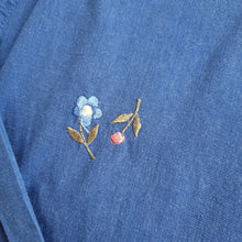 Load image into Gallery viewer, Vintage St Michael Robe Dressing Gown Blue Embroidered Cotton Wrap Kimono 10 12
