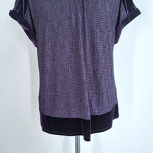 Load image into Gallery viewer, Oasis Top Purple Velvet Sparkly Blouse Large Short Sleeves Casual Metallic Party
