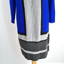 Load image into Gallery viewer, Principles Jumper Dress UK 14 Ben de Lisi Colour Block Blue Grey Black Work
