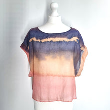 Load image into Gallery viewer, Mes Soeurs Et Moi Top Silk Blend Size 2 UK 14 Tie-Dye Blouse Boxy Lagenlook
