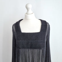Load image into Gallery viewer, Zara Lurex Kaftan Dress Sparkly Sheer Midi Black Long Sleeves Party Boho Medium
