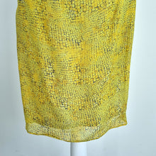 Load image into Gallery viewer, Reiss Cocktail Dress Sheath 100% Silk Yellow Karina Lined Occasion Knee Print 6
