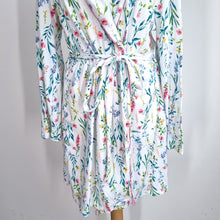 Load image into Gallery viewer, Laura Ashley Dressing Gown XL Floral Print Belted Robe Cotton Blend White Pocket
