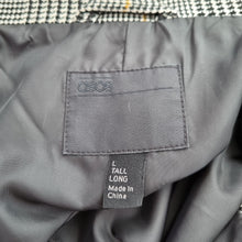 Load image into Gallery viewer, Asos Men&#39;s Coat Grey Large Tall Prince of Wales Check Button Down Overcoat Tweed
